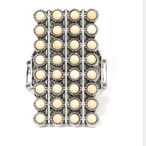 Pack Your SADDLEBAGS White Ring Chucky Paparazzi Silver and Cream Beaded